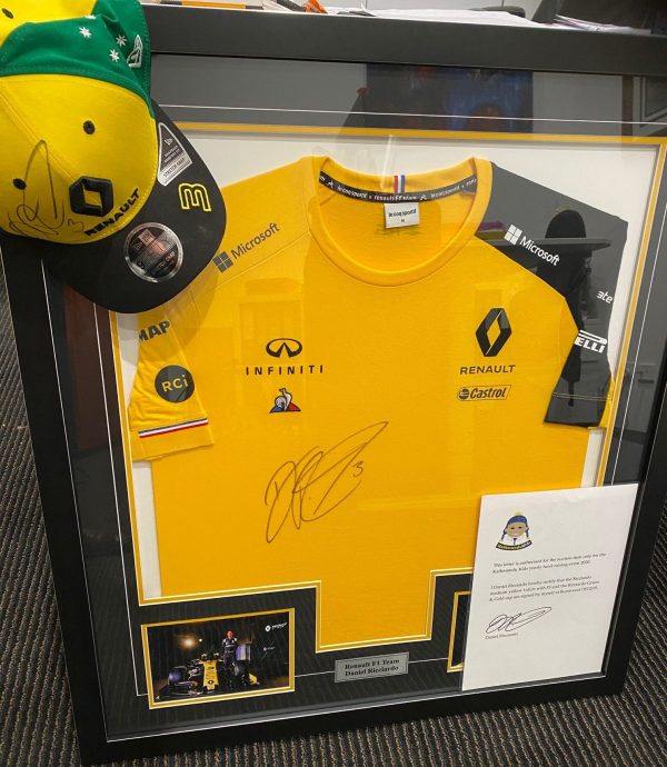 Daniel Ricciardo Signed Shirt (Framed) & Hat (Priceless) – Kathmandu Kids